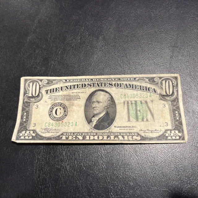 1934 1934A  Ten Dollar Bill • $10 Green Seal Note • C84305323A