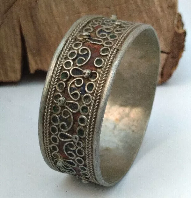 Rare Ancient Medieval Silver Color Viking Bracelet Antique Amazing Authentic