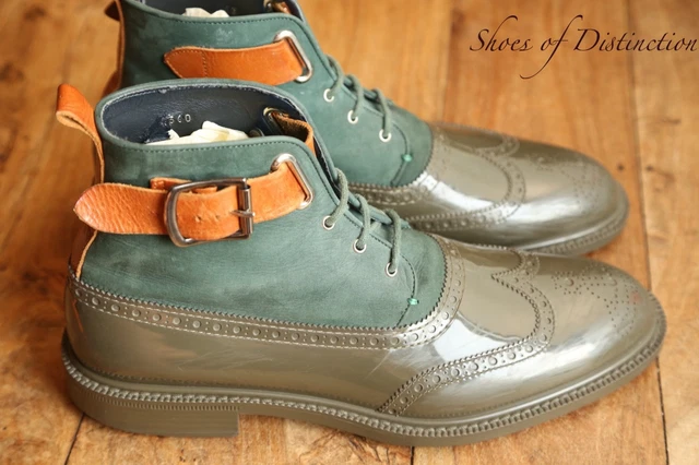 VIVIENNE WESTWOOD GREEN Nubuck Rubber Leather Chelsea Boots Shoes Mens ...