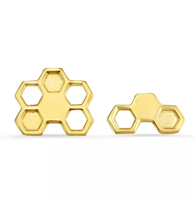 14K Solid Gold Honeycomb Threadless End / Stud Body Jewelry 25g threadless pin