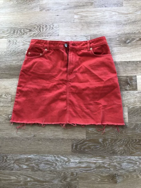 ASOS Denim Skirt Size 12. Red