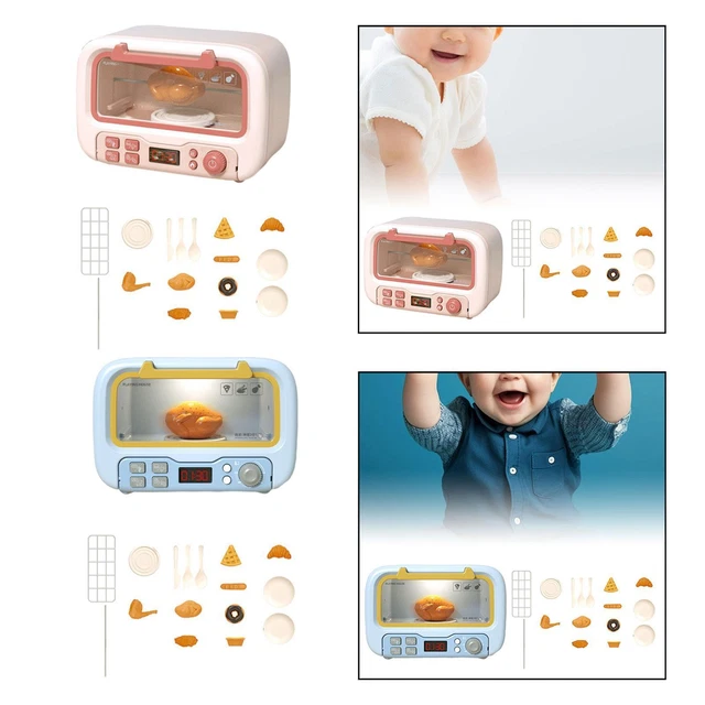 Toy Microwave and Food Accessories, Realistic Toy Kitchen Appliances with Lights