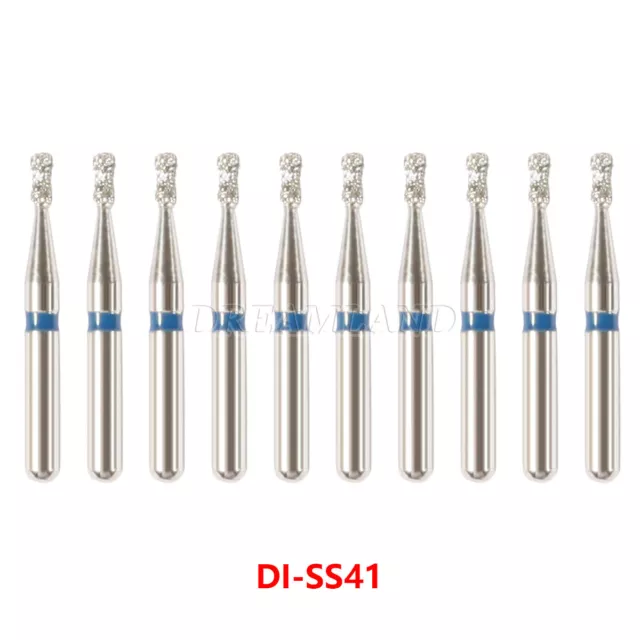 50 X Dental Diamond Burs Medium FG1.6mm Double Inverted Cone Super Short DI-SS41 3