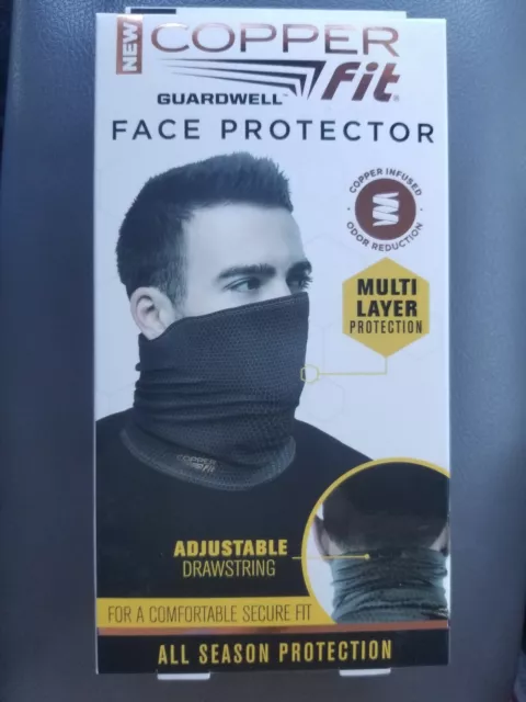 Copper Fit Guardwell Face Protector Mask Gaiter Adult Charcoal/Black Drawstring