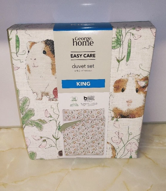 GUINEA PIG REVERSIBLE King Duvet Cover Bed Set Asda Bedding Pet