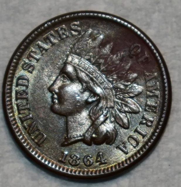 Choice AU 1864-L Indian Head Cent, Highly Lustrous, Nearly UNC specimen!