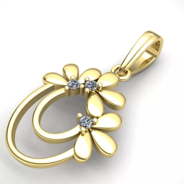 Genuine 0.5ct Round Cut Diamond Ladies Half Flower Fancy Pendant 14K Gold 2