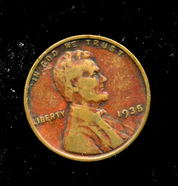 Lincoln Head Wheat Cent 1935 P Average Circulated United States Penny Coin #404