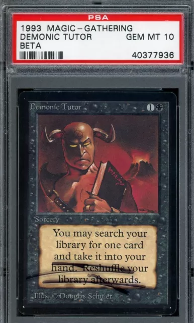 GEMA COMO NUEVA 1993 PSA 10 Beta Demonic Tutor ~ Tarjeta de Inversión Mágica/Magic de Colección