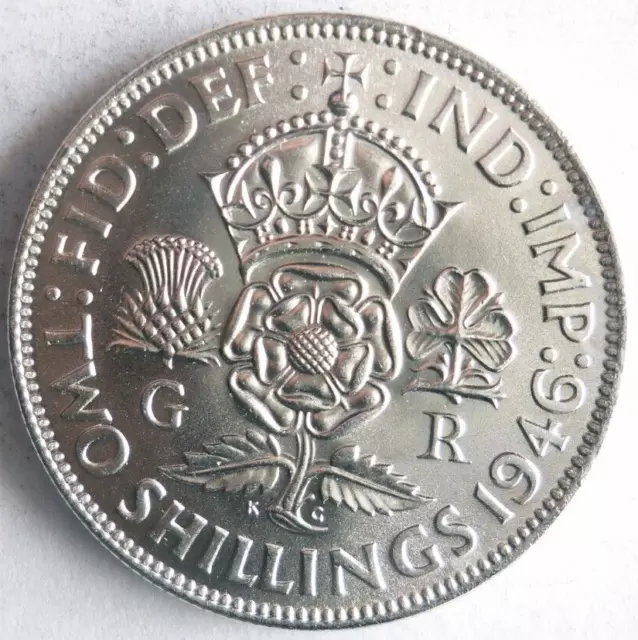 1946 GREAT BRITAIN FLORIN - AU/UNC GEM WHITE Silver Coin - Lot #N29