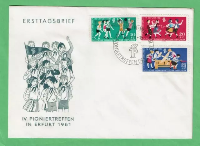 FDC DDR 1961 Mi-Nr. 827-829  Ersttagsbrief  Pioniertreffen in Erfurt SST