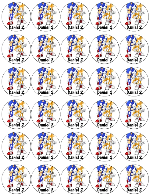SONIC TAILS 30 topper per cupcake personalizzati wafer commestibili ...