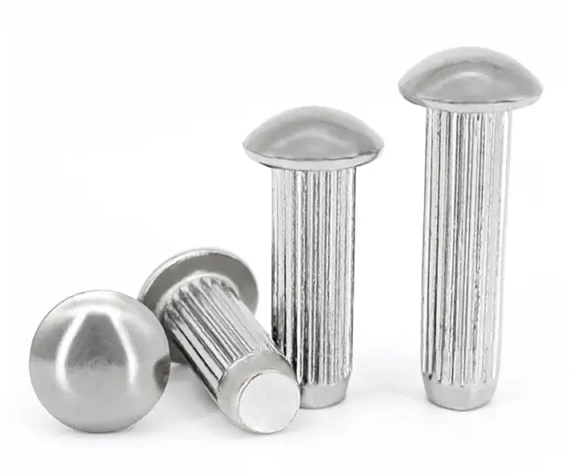 M3 M3.5 SUS304 Steel Knurled Rivets Half Round Head Solid River 4mm-16mm Length