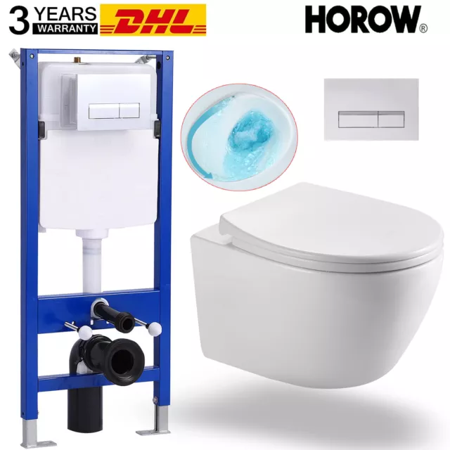 HOROW Vorwandelement Komplettset Hänge Wand-WC Spülrandlos Softclosedeckel