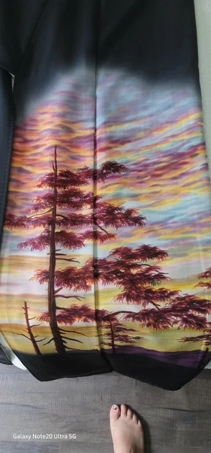 Wedding Black Silk  Kimono Sunset Painting Landscape Tomesode Japanese