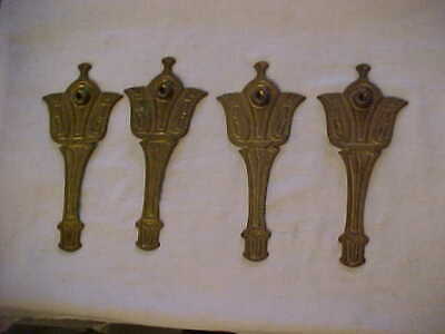 4 Art Nouveau Cast Brass Arms for Electric Ceiling Light Fixture Circa 1910