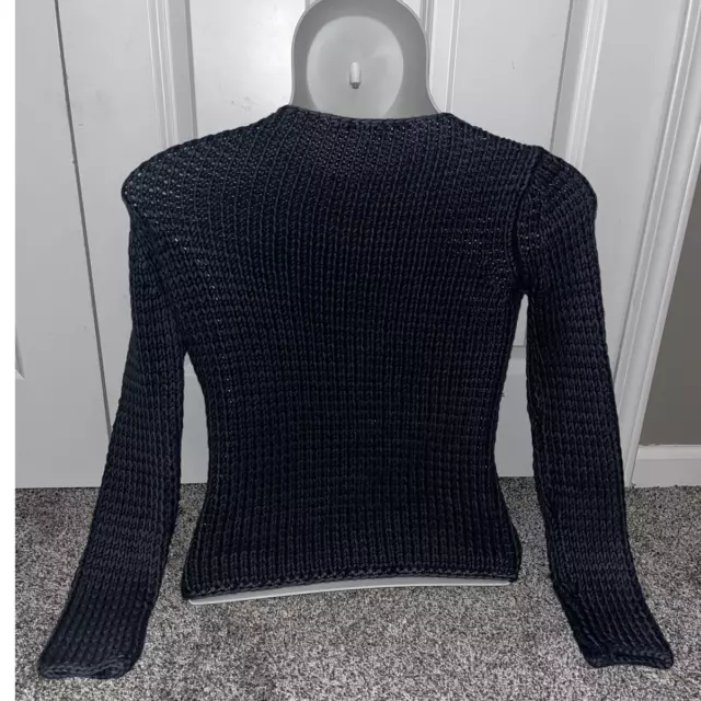 T by Alexander Wang Cotton Long Sleeve Chunky Knit Sweater Gray Blue Women Sz XS 3