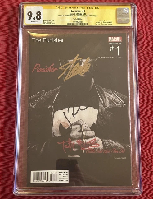 Punisher 1 CGC 9.8 signed by Jon Bernthal Stan Lee and Tim Bradstreet Hip Hop