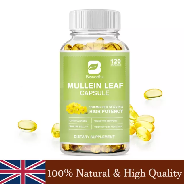 Mullein Leaf Capsules 1000mg For Lung Cleanse,Resporatory Function 60/120 Pcs