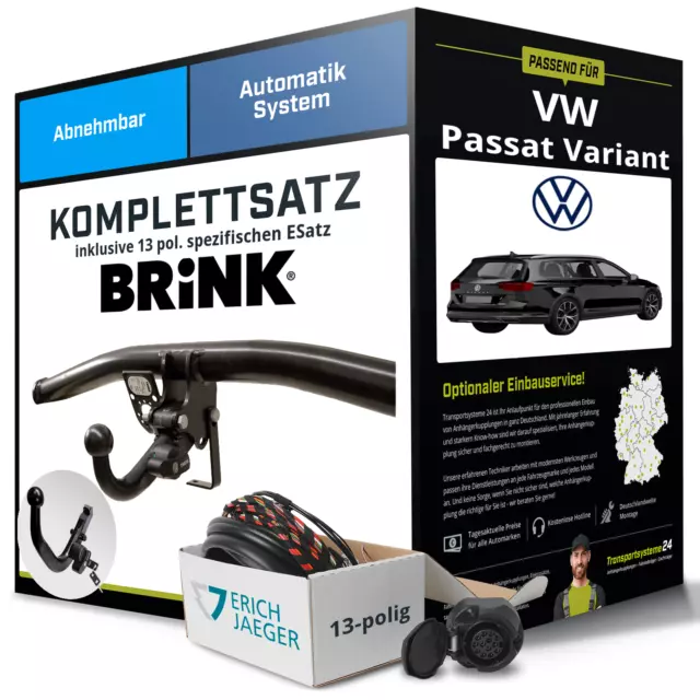 Für VW Passat Variant B8 Typ 3G5 Anhängerkupplung abnehmbar +eSatz 13pol 14- AHK