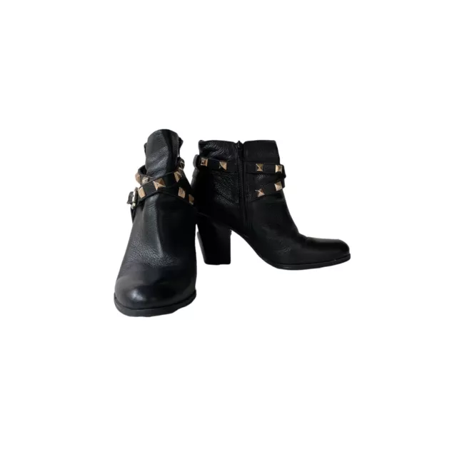 Guess Womens Black Studded Ankle Boots Block Heel Size 7.5