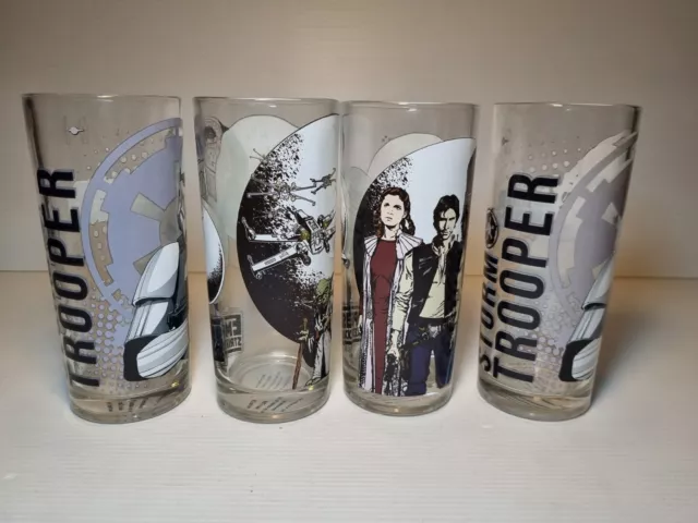 Star Wars Collectible Glass Tumblers X4 - Stormtrooper, Chewbacca, Luke 2