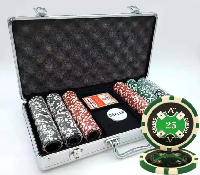 Mrc Poker 300Pcs 14G Laser Graphic Ace Casino Poker Chips Set With Alum Case
