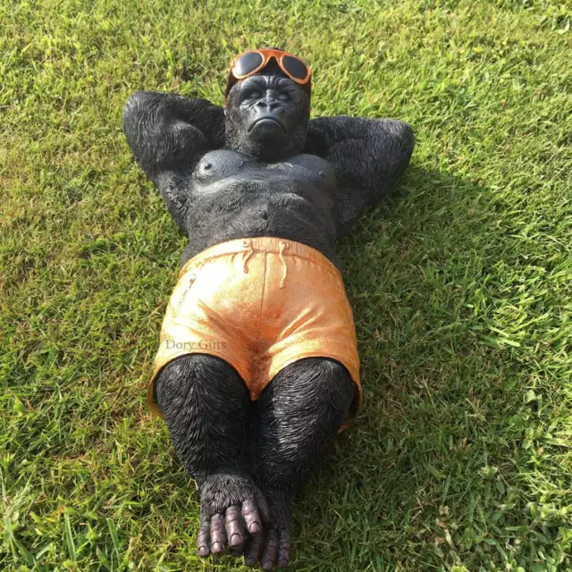 Gorilla Ornament Garten Skulptur für draußen Tierstatue Affe Figur kühl
