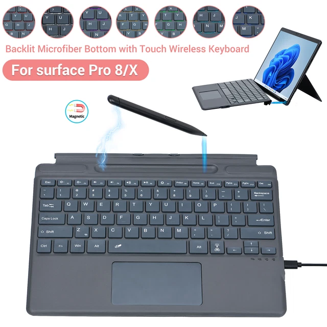 FOR MICROSOFT SURFACE Pro 8 Keyboard Surface Pro 8/X Backlit Wireless ...