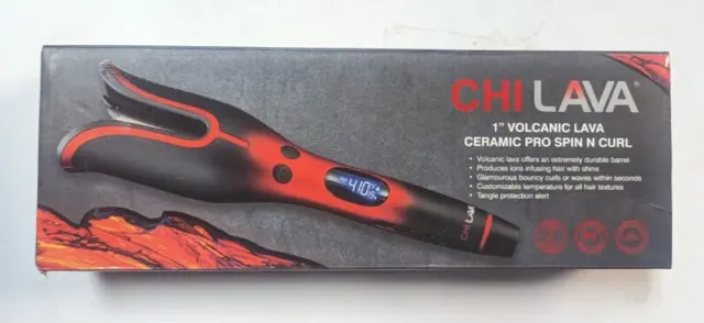 CHI LAVA 1" Volcanic Lava Ceramic PRO SPIN N CURL Curling Wand GF8246 BRAND NEW