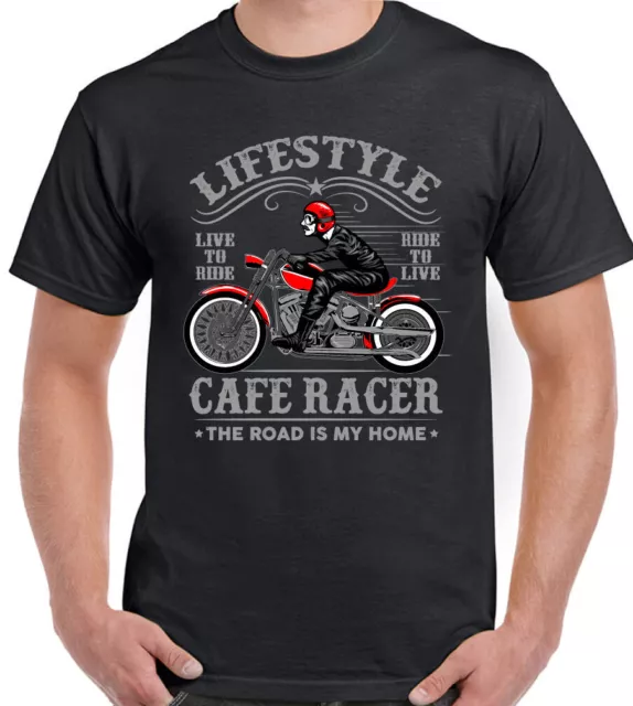 Cafe Racer T-Shirt Lifestyle Mens Motorbike Biker Bike Motorcycle