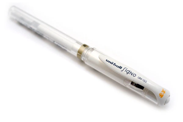Uni-Ball UM-153 Signo Gel Impacto Ancha Bolígrafo - Blanco - Oro - Plateado