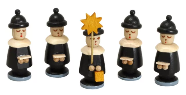 Miniaturfiguren Kurrende (5) schwarz Höhe 2,7 cm NEU Spielzeug Dekoration Holz