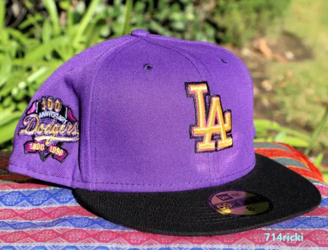 LOS ANGELES DODGERS 100th Anniversary Fitted Hat New Era 59FIFTY Purple ...
