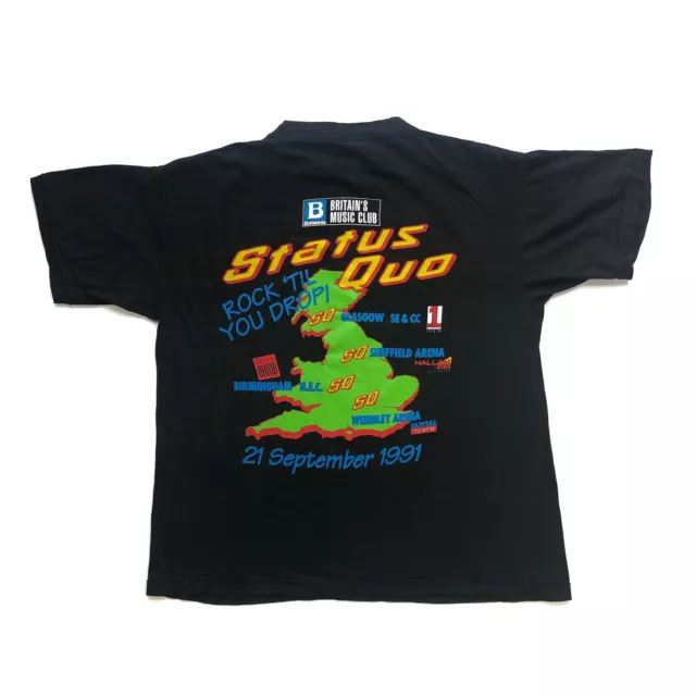 Rare Vintage Status Quo 1991 Tour T-Shirt Rock ‘Til You Drop Mens Large