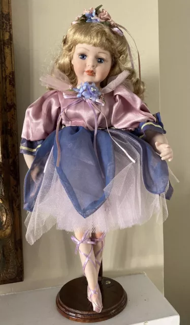 Vintage GEPPEDDO Porcelain Ballerina Doll Fairy Tale Series w/Stand 16” Tall