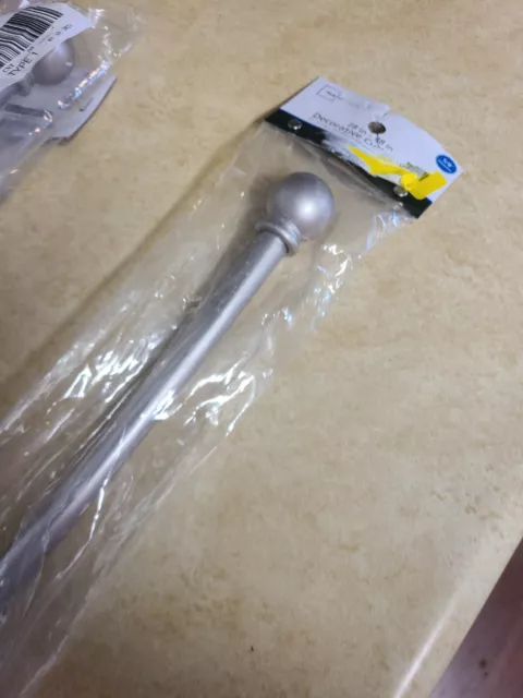 Single Curtain Rod Set Two Decorative Ball Finials Telescopes 28-48 Inch nickel