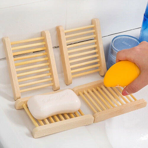 Natural Wood Soap Tray Holder Dish Bath Shower Soap Box Plate Home Storage