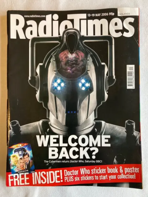 Radio Times 13-19 May 2006. Midlands. Cybermen return to Dr Who. Sticker book