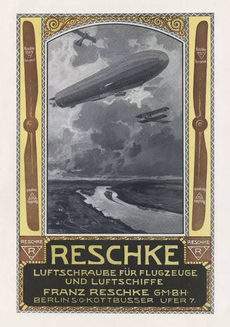 Franz Reschke GmbH Luftschraube Flugzeuge Luftschiffe Plakat  Motor A3 406