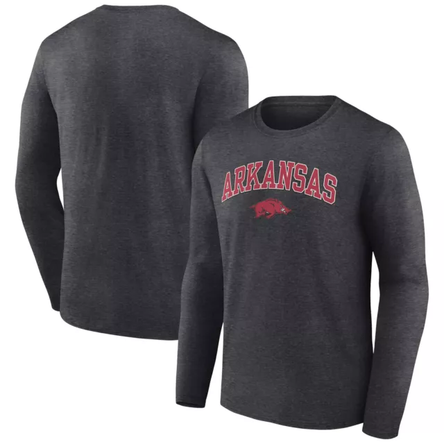 Men's Fanatics Branded Charcoal Arkansas Razorbacks Campus Long Sleeve T-Shirt