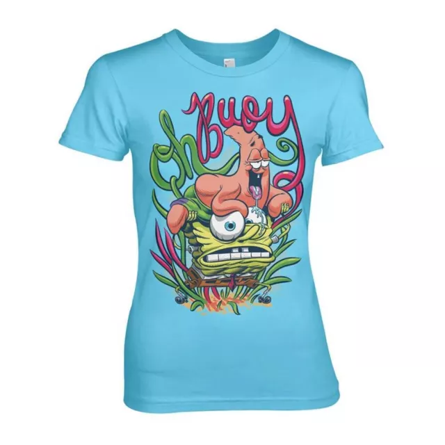 Women's SpongeBob SquarePants 'oh buoy' Blue Fitted T-Shirt