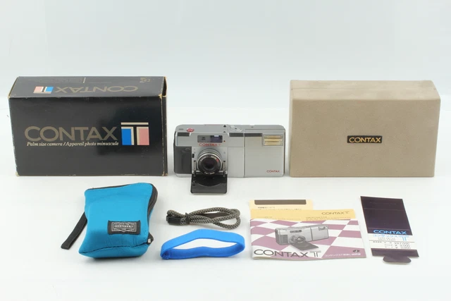 Read‼ All Works【Near MINT w/Box】Contax T Silver Film Camera T14 Flash From JAPAN