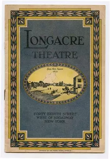 Longacre Theatre Program New York City Nobody's Money 1921