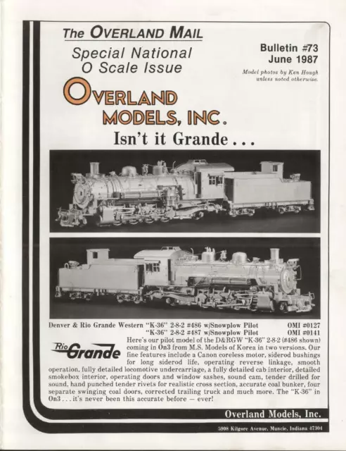 catalogo - Rivista  OVERLAND MODELS MAIL OMI Bulletin 73 1987          E      bb