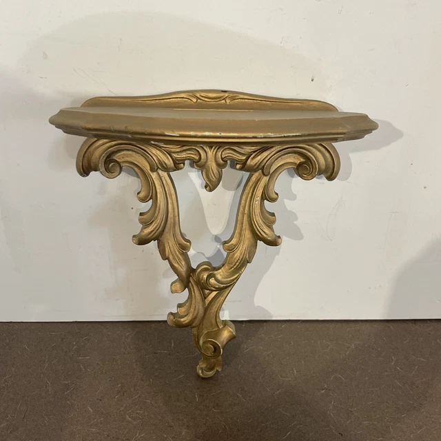 VINTAGE SYROCO WOOD Ornate Gold Wall Display Shelf MCM 25.55 PicClick