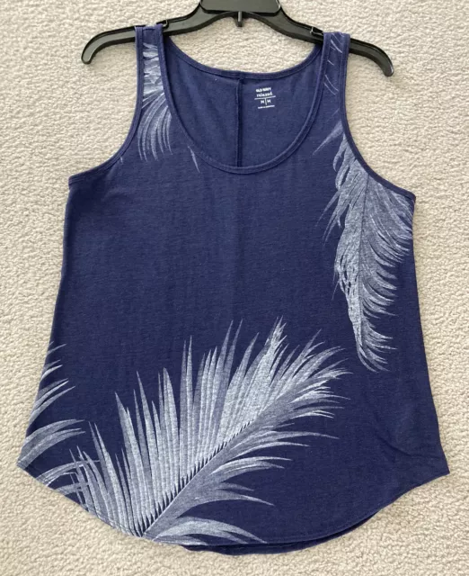 Old Navy Women's Navy Blue White Palm Leaves Sleeveless Tank Top Size Medium