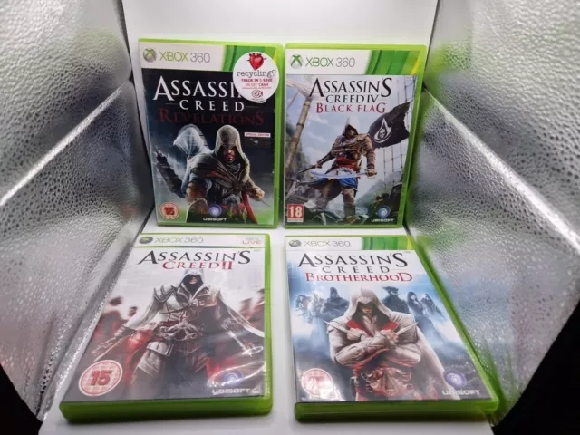 Assassins Creed Bundle Xbox 360 Revelations, Black Flag, Brotherhood & 2 VGC