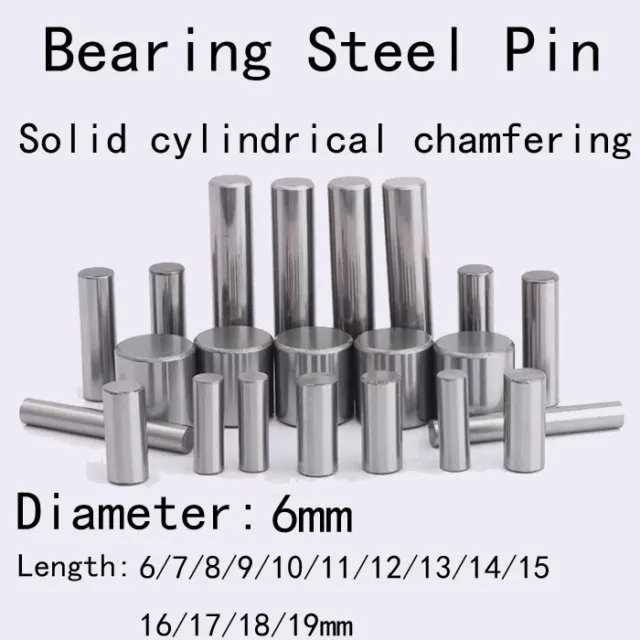 6mm Dia Bearing Steel Pin Solid Cylindrical Chamfering Dowel Pins 6mm-19mm Long
