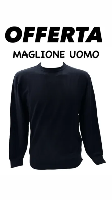 Maglione Maglioncino Uomo Pesante Invernale Girocollo Blu-Verde Scuro